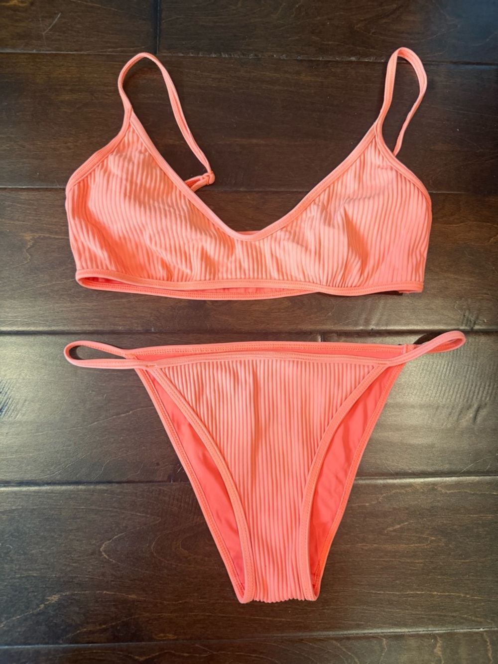 Pacsun Ribbed Coral Bikini Set- Small